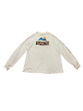 Vintage 1990s Hanes TAOS Long Sleeve T-Shirt Distressed Made in USA Cotton